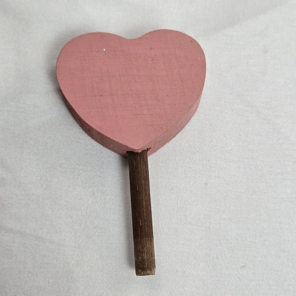 Wooden‎ Jointed Bear Figure Bow Removeable Heart Piece Vintage Cottagecore